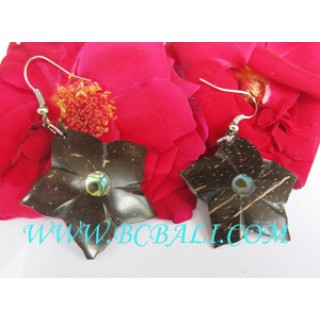 Flower Earring Carving Coco Wood